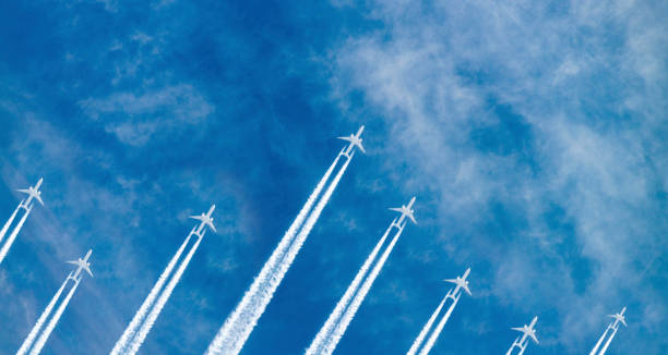 Airplanes in the sky stock photo