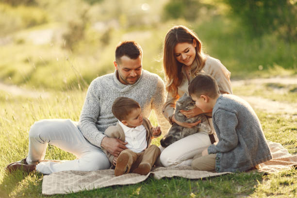 istock Cute family playing in a summer field 1337558229