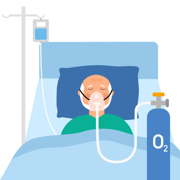 Ilustración de Paciente Mayor Con Oxigenoterapia En Diseño Plano Enfermedad  Pulmonar O Del Sistema Respiratorio Problema Respiratorio y más Vectores  Libres de Derechos de Máscara de oxígeno - iStock