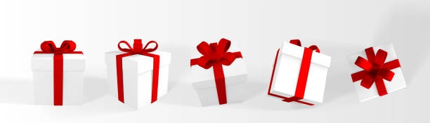 istock 3D render and draw by mesh realistic gift box with bow and ribbon. Paper box with shadow. Vector illustration 1337560315