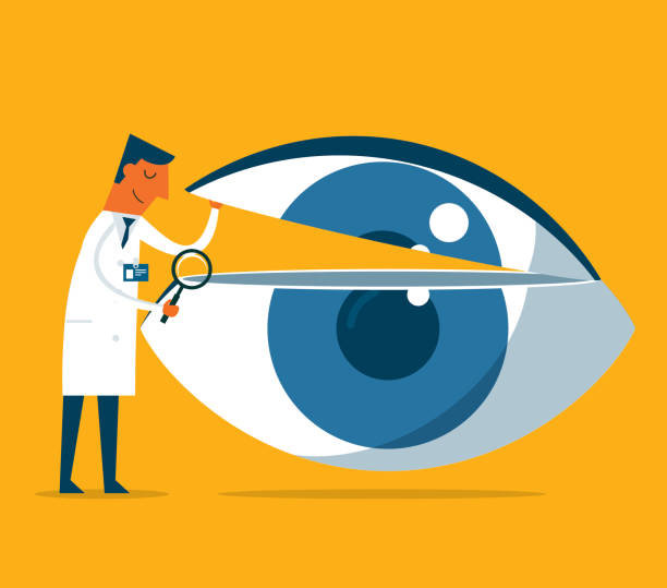 시력 - human eye eyesight optometrist lens stock illustrations
