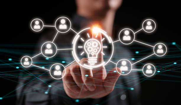 istock Business idea bulb gear web engineering button sign. People innovation concept 1337563145