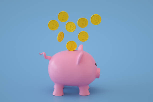 istock Piggy Bank with Bitcoin 1337563940