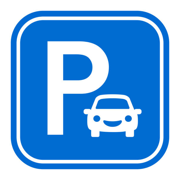 illustrations, cliparts, dessins animés et icônes de panneau vectoriel de stationnement de voitures, garez votre véhicule ici - parking