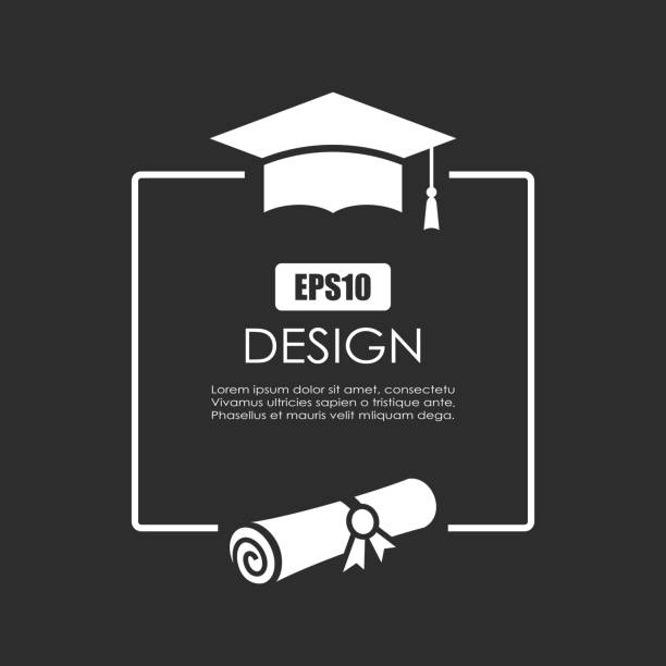 ilustraciones, imágenes clip art, dibujos animados e iconos de stock de tarjeta de invitación a la ceremonia de graduación, diseño vectorial - graduation university degree learning