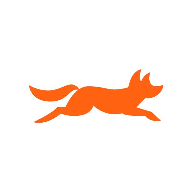 bildbanksillustrationer, clip art samt tecknat material och ikoner med jumping fox quick brown flat simple vector icon illustration - red fox snow