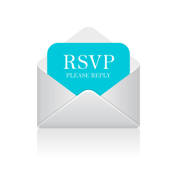 ilustrações de stock, clip art, desenhos animados e ícones de rsvp letter in envelope vector cartoon - white background isolated on white e mail envelope