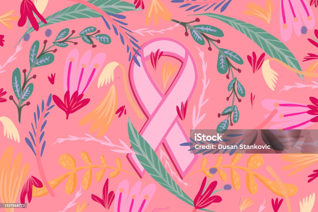 Cinta rosa para la concientización sobre el cáncer de mama - arte vectorial de Cáncer de mama libre de derechos