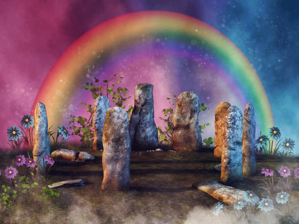 istock Fantasy ring of stones with a rainbow 1337569178