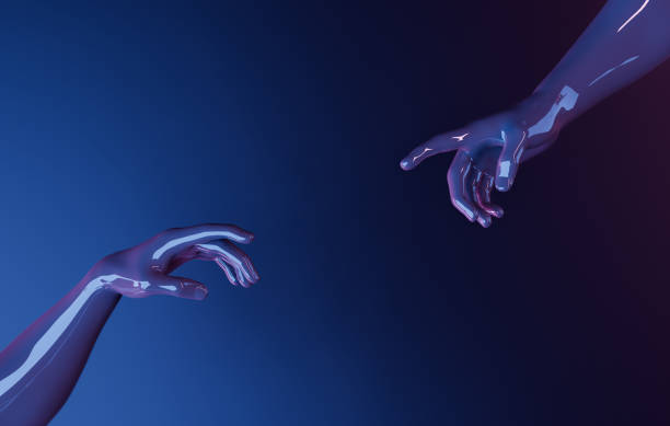 istock adam's creation style hands with neon lighting 1337573212