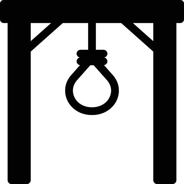 gallows gallows Vector illustration on a transparent background. Premium quality symbols. Gyliph vector icon for concept and graphic design. silhouette of the hanging noose stock illustrations
