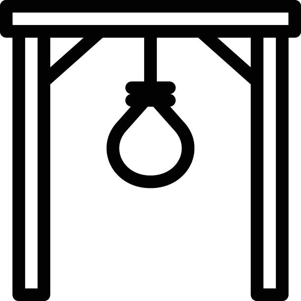 gallows gallows Vector illustration on a transparent background. Premium quality symbols. Stroke vector icon for concept and graphic design. silhouette of the hanging noose stock illustrations