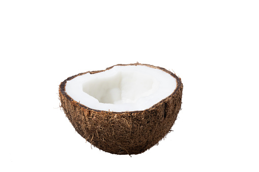 Coconut isolated on white background, full depth of field