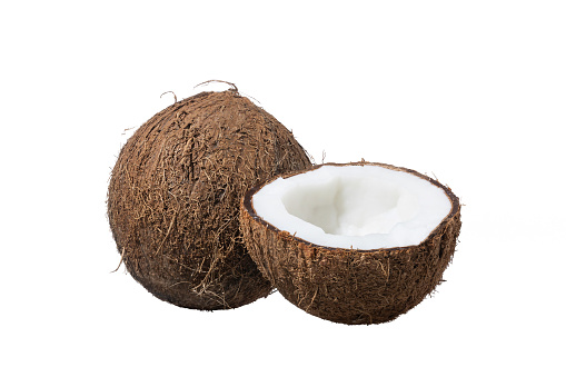 Coconut isolated on white background, full depth of field