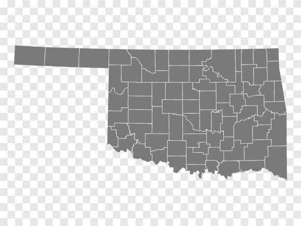 ilustraciones, imágenes clip art, dibujos animados e iconos de stock de mapa del estado de oklahoma en fondo transparente. mapa de oklahoma con regiones en gris para el diseño de su sitio web, logotipo, aplicación, interfaz de usuario. estados unidos. eps10. - oklahoma tulsa map cartography