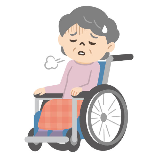 Senior woman in a wheelchair with depressed emotions Senior woman in a wheelchair with depressed emotions sad old woman stock illustrations