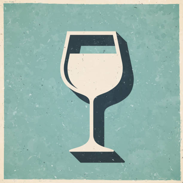 istock Wine glass. Icon in retro vintage style - Old textured paper 1337589958