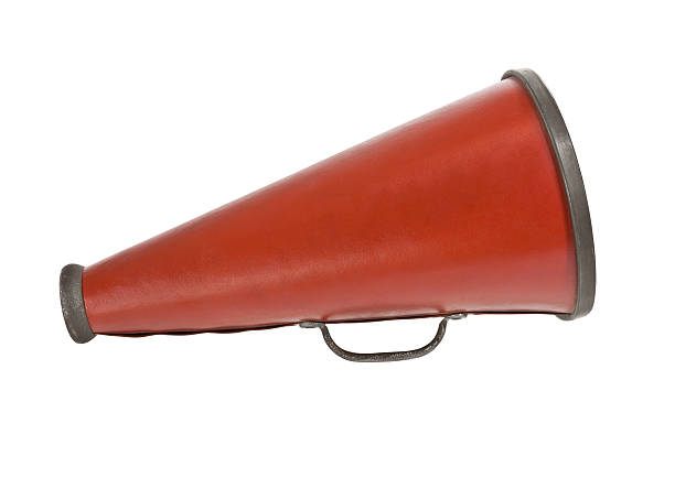 istock Vintage large red metal megaphone on a white background 133759258