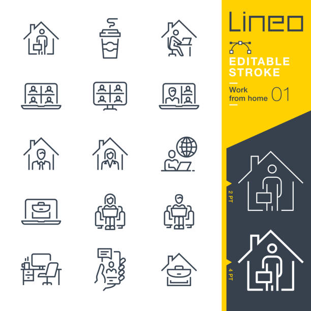 Lineo Editable Stroke - Work from Home line icons vector art illustration