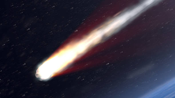 istock Blazing Asteroid Meteor Burning over Earth atmosphere, Realistic vision 1337594085