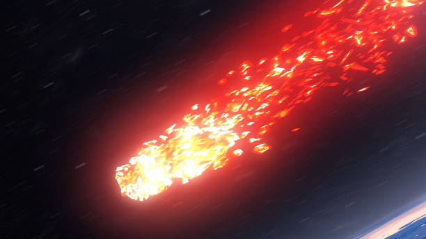 istock Blazing Asteroid Meteor Burning over Earth atmosphere, Realistic vision 1337594087