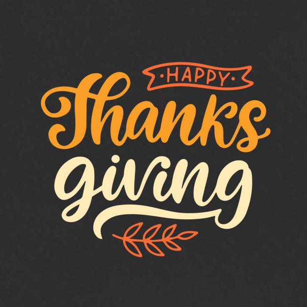 Happy Thanksgiving Day web banner template Happy Thanksgiving Day web banner template. Give thanks hand lettering for promo offer.  Seasonal poster. Fall shopping background. Hand drawn vector typographic design with modern calligraphy. happy thanksgiving stock illustrations