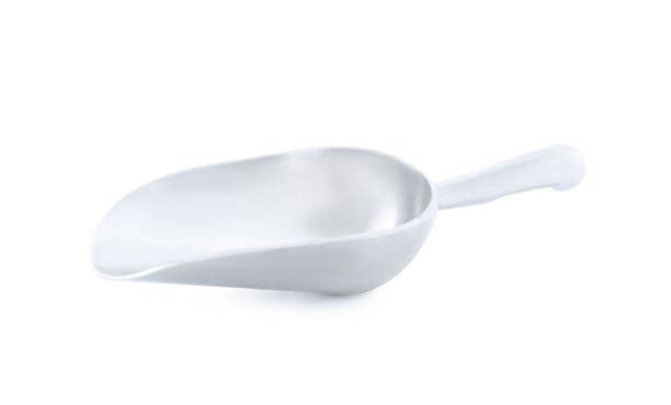 istock Clean shiny metal scoop isolated on white 1337595603