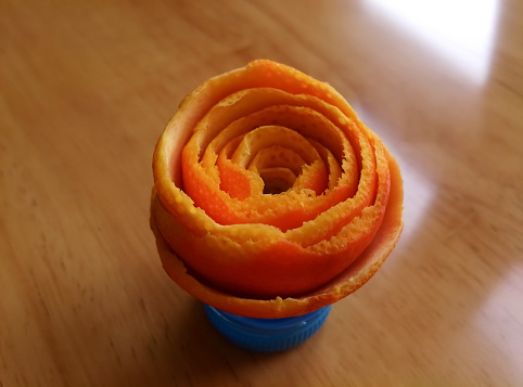 Flowers made of orange peel