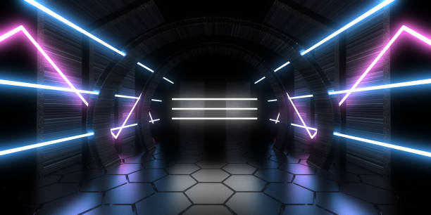 istock 3D abstract background with neon lights. neon tunnel  .space construction . .3d illustration 1337595816
