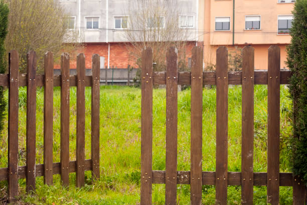 Photographed with mobile phone. Brown wooden fence.