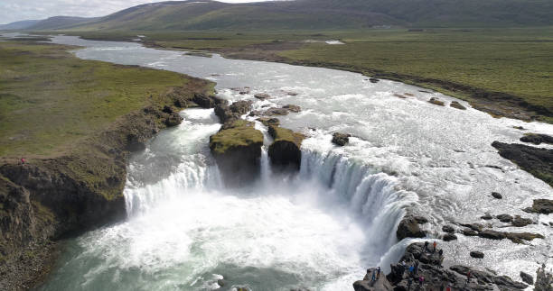 istock Aerial view over Godafoss waterfall, Iceland 1337597191