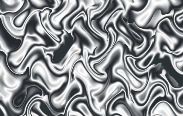 istock Illustration of gradient silver gray 3D wavy satin fabric texture for abstract background 1337598468