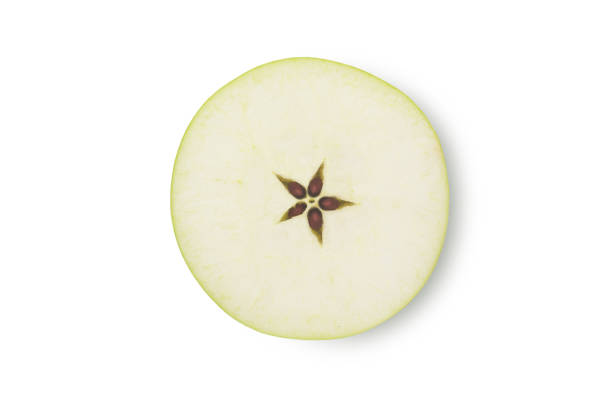 istock Slice of Green apple fruit isolated on white background 1337599195