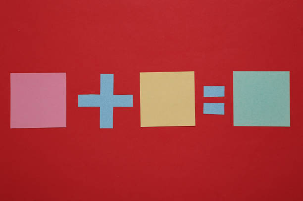 Equation with blank pieces of paper on a red background
