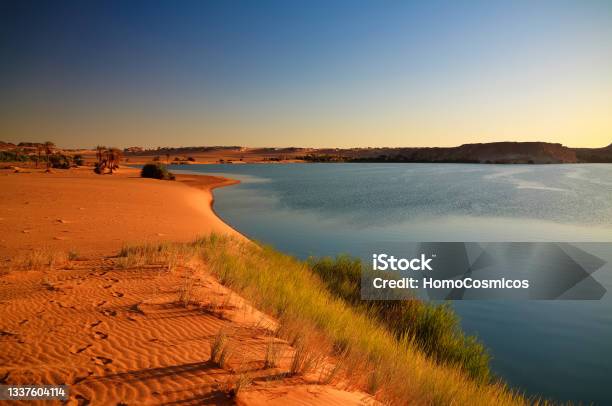 Sunset Panoramic View To Yoa Lake Group Of Ounianga Kebir Lakes At The Ennedi Chad Stock Photo - Download Image Now