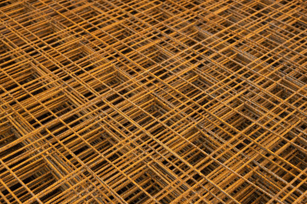 istock Iron Wire Welded Mesh full frame background . Building materials mesh for beton concrete on building site