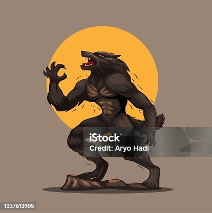istock Werewolf or lycan figure character vector 1337613905