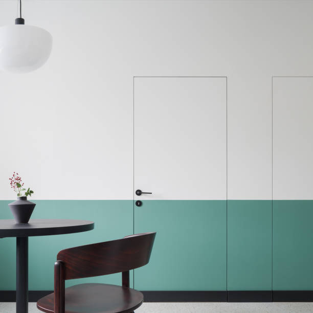 istock Modern white and green doors 1337615128