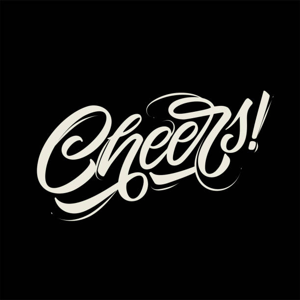 Cheers vector lettering. Cheers vector lettering.  Holiday lettering for banner. Happy Halloween poster, greeting card, party invitation. Vector illustration. cheers stock illustrations