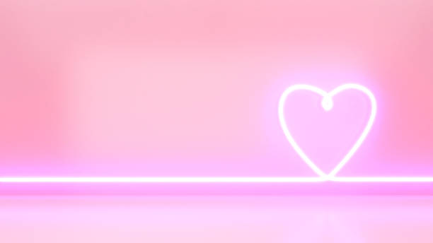 istock Neon light heart pink background image, mockup for product presentation 1337625236
