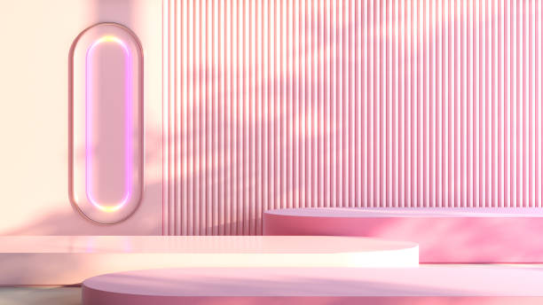 istock Pink stand on a pink background,mock up podium for product presentation 1337625280