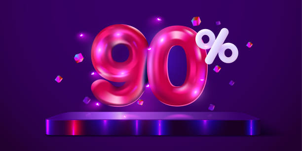 istock 90 percent Off. Discount creative composition. Mega sale neon banner. 1337629877