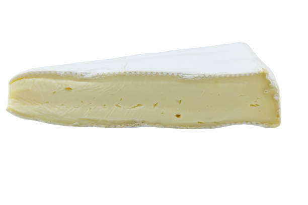 istock Piece of brie cheese isolated on white background 1337631229