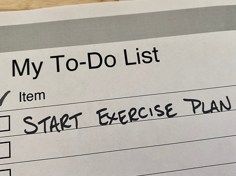 New Year's concept - reminder to start exercise plan