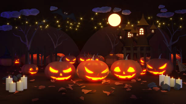 istock Halloween festival background image,Halloween Holidays and Pumpkin Devils,3d rendering 1337633702