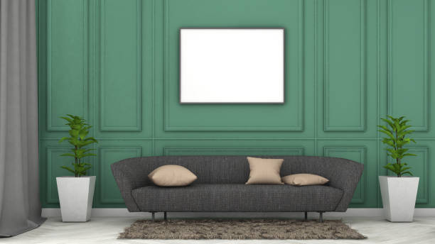 istock Mockup frame on green wall with chair,Modern style ,Poster Mockup , 1337635416