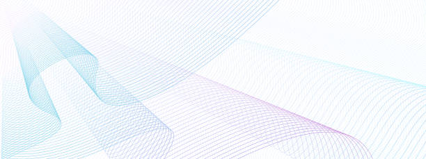 ilustrações de stock, clip art, desenhos animados e ícones de teal, blue, magenta draped net, wavy thin curves. abstract vector watermark for cheque, ticket, banner, website, voucher. line art pattern, guilloche design. white background. elegant pleated transparent fabric. eps10 illustration - striped technology backgrounds netting