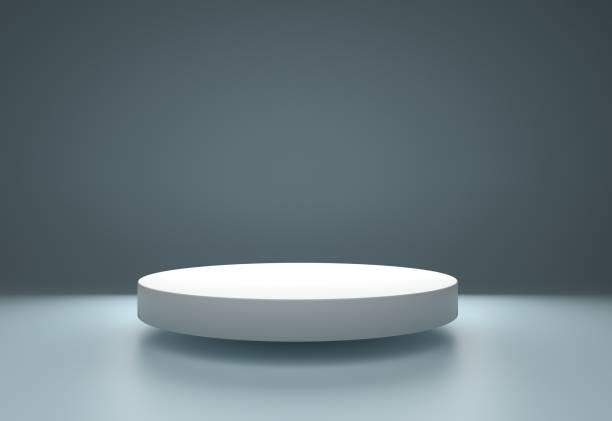 Round podium or pedestal with green background
