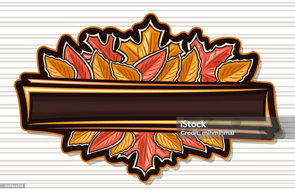Fall Horizontal Label Vector Autumn Leaves Label Stock Illustration - Download Image Now ...