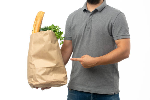 istock Delivery food service concept, man delivering many packs 1337644019